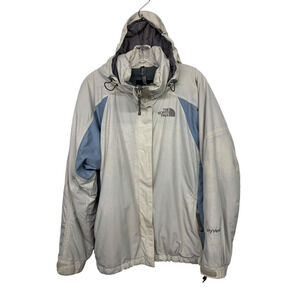 The North Face Women's size L Gray & Blue Hyvent Hooded Rain Jacket Pockets